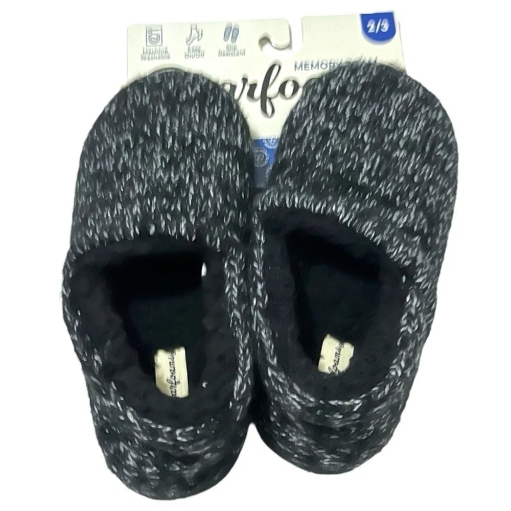NEW Dearfoams Kids Knit Slippers Sz 2/3
